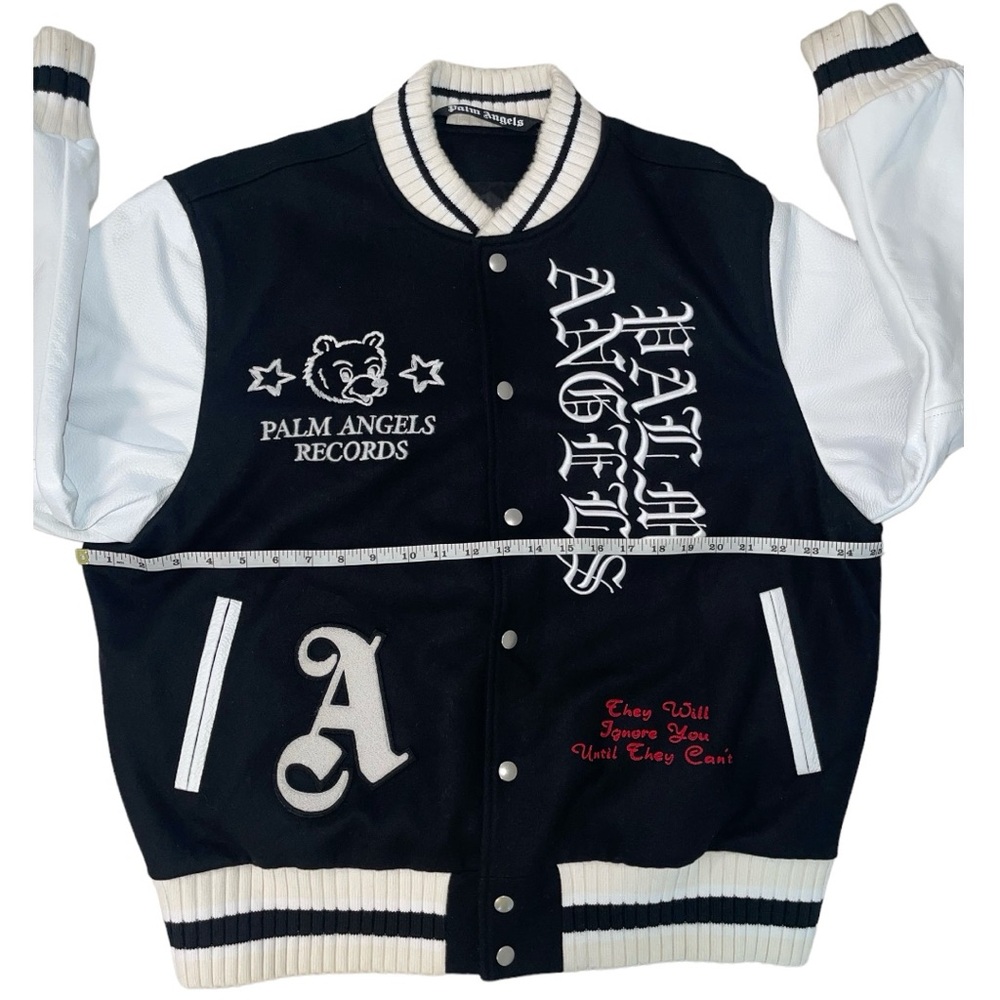 PALM ANGELS 
Smiley‎ X Burning Head Varsity Jacket - Black,Yellow - Picture 7 of 15
